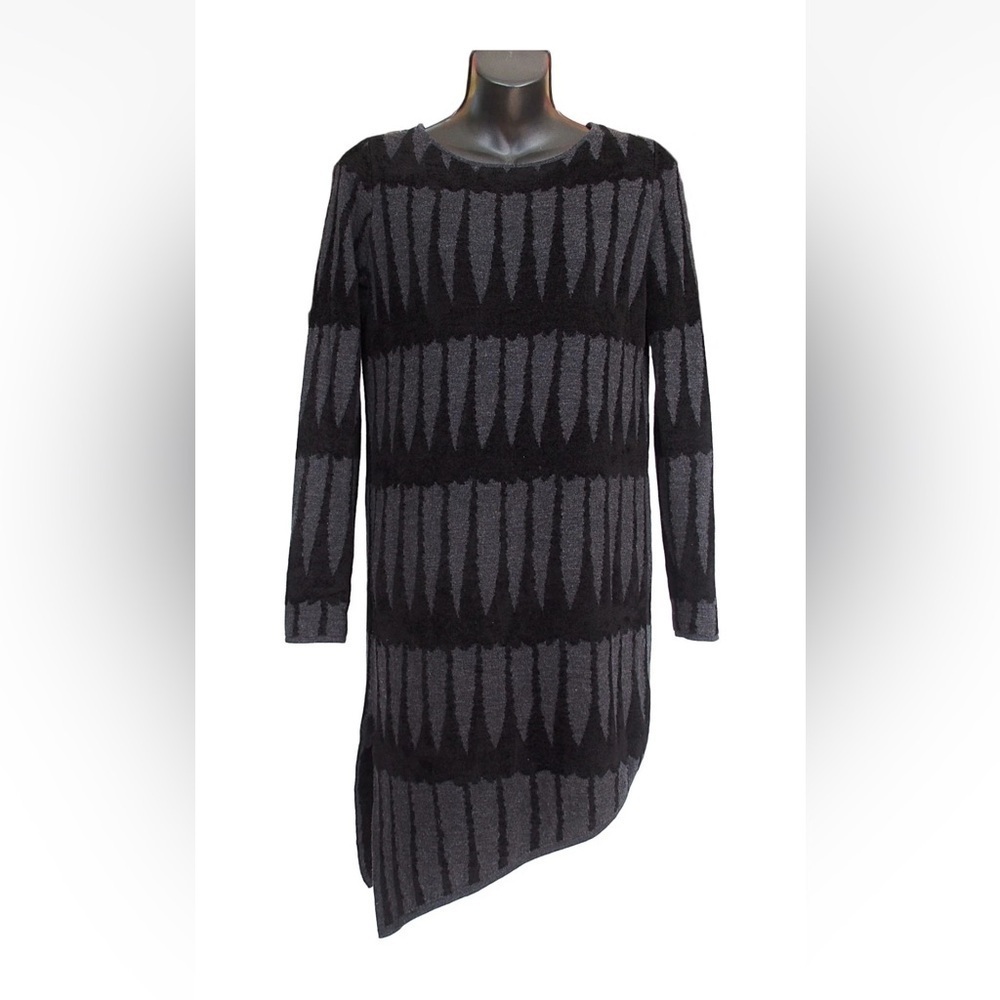 Y2K Asymmetrical Witchy Goth Black Gray Long Sleeve Dress XS